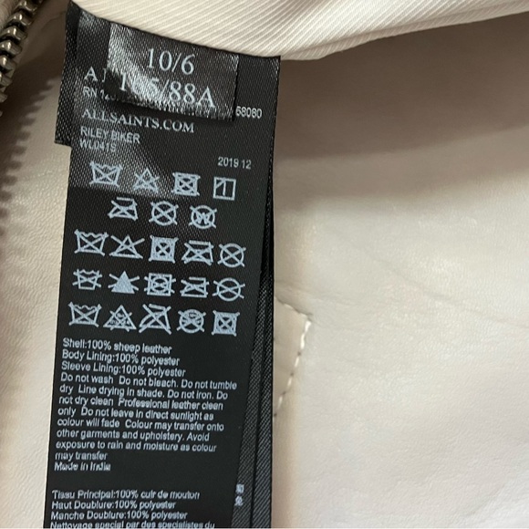 All Saints Riley Leather Biker Jacket - Picture 12 of 12